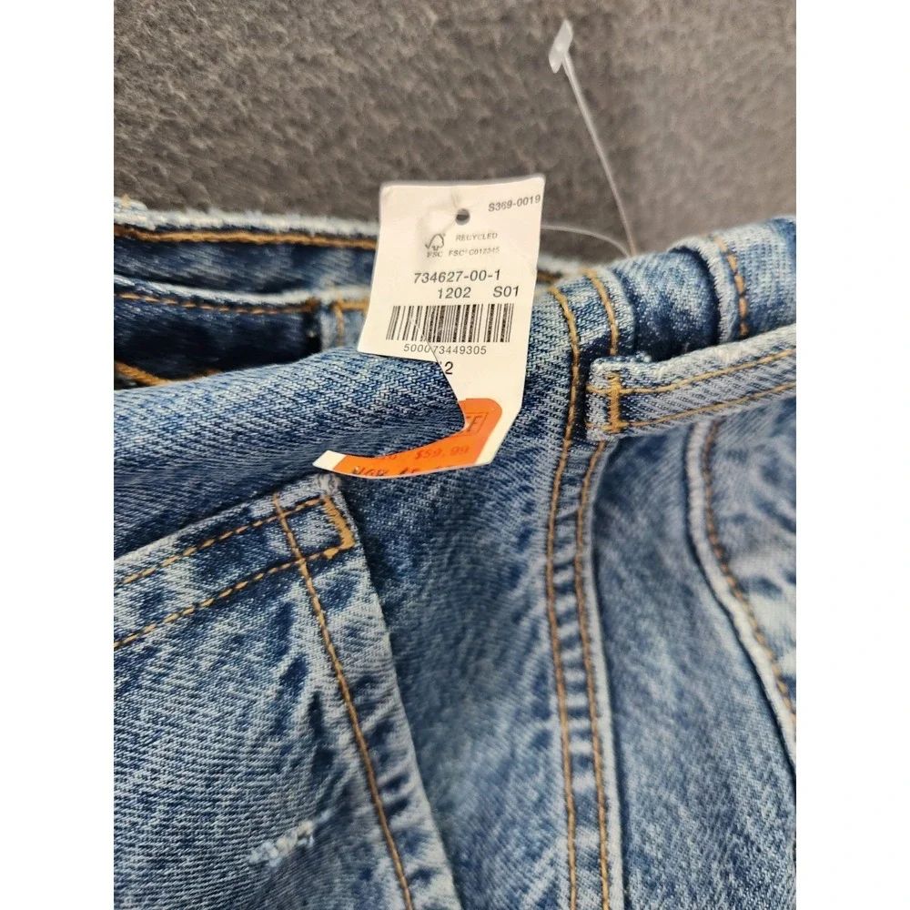Old Navy Jeans Women 12 Star Patches O.G. Straight High Rise Button Fly Boho NWT